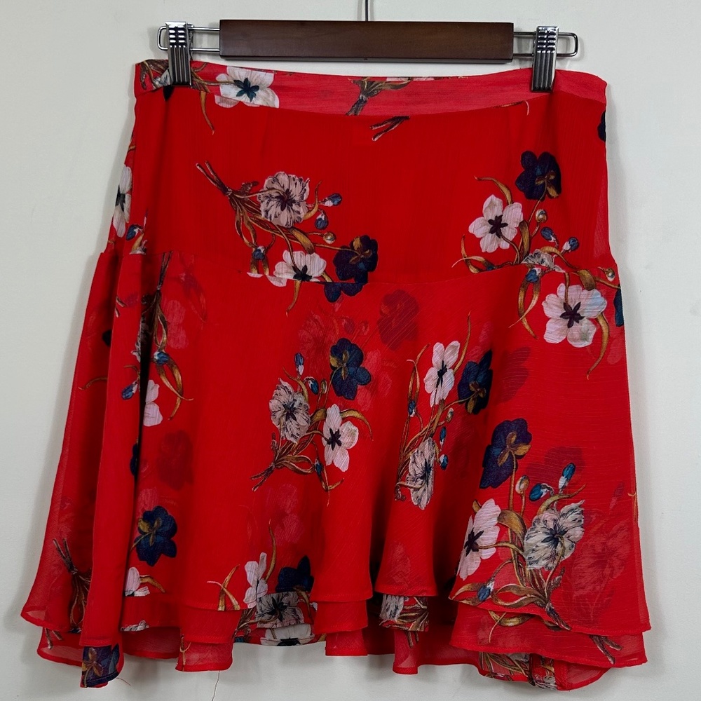 Old Navy Flared Skirt Red Mini Floral sz 2